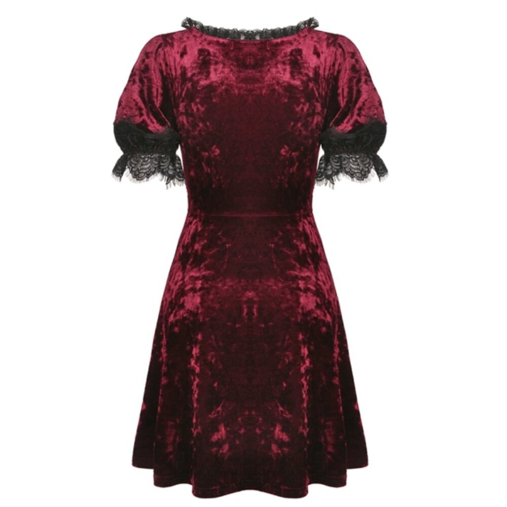 DARK IN LOVE Nightingale's Rose goth whimsigoth burgundy wine velvet dress - Picture 2 of 10